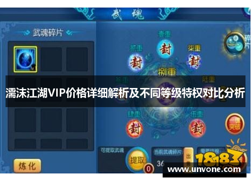 濡沫江湖VIP价格详细解析及不同等级特权对比分析